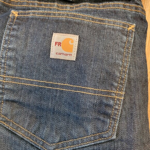 Men's Carhartt CAT2 2112 Relaxed Fit Flame Resistant Denim Blue Jeans - Picture 4 of 8